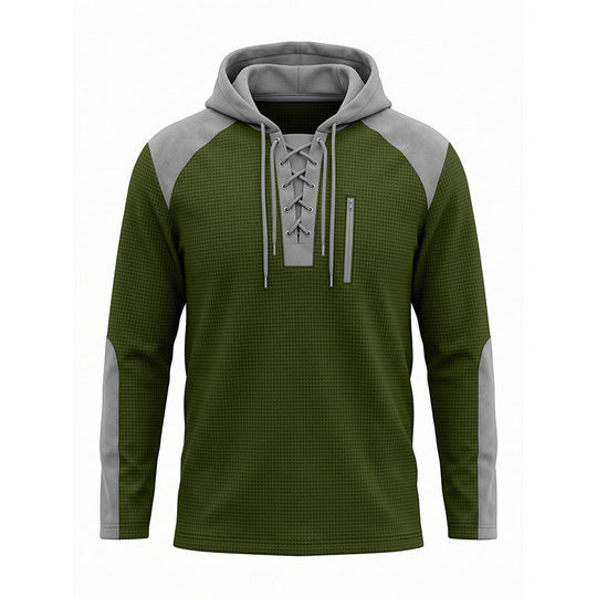 Men's Casual Knit Color-Block Hoodie