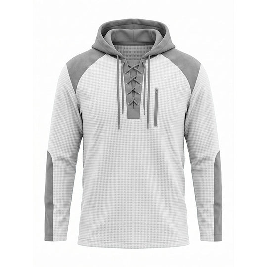 Men's Casual Knit Color-Block Hoodie
