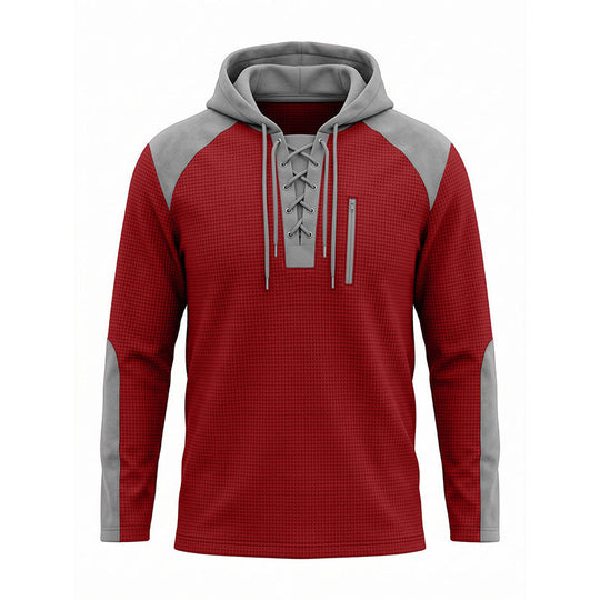 Men's Casual Knit Color-Block Hoodie