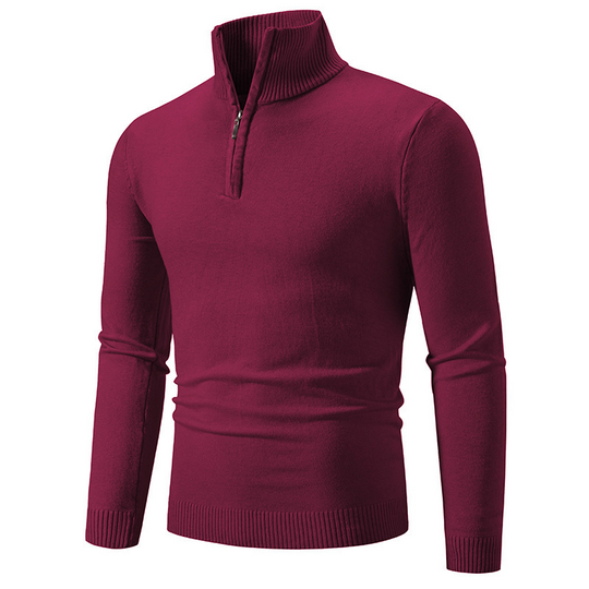 Men's Stylish Quarter-Zip Mock Neck Sweater