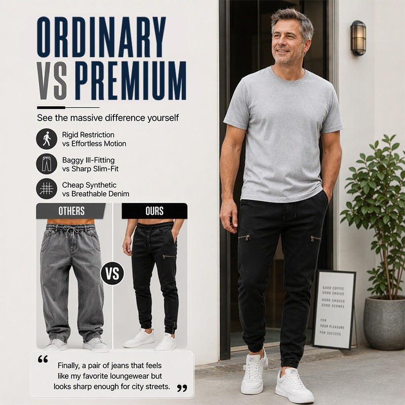 👖✨Bestseller - Slim-Fit Denim Joggers with Stretch Waist – Easy Pull-On Style & Clean Tapered Look for Everyday Wear