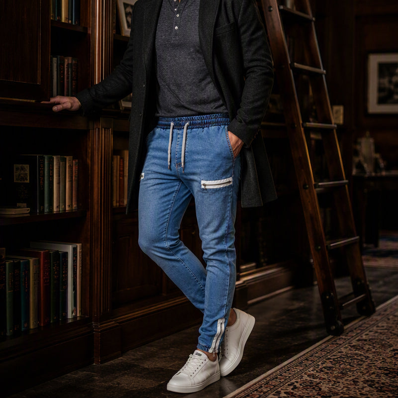 👖✨Bestseller - Slim-Fit Denim Joggers with Stretch Waist – Easy Pull-On Style & Clean Tapered Look for Everyday Wear