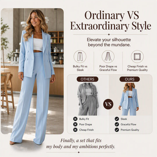 Women's Elegant Blazer Pants 2-Piece Set