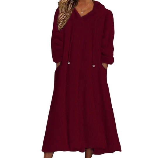 ❄️ Cozy Winter Comfort | Women's Plush Hooded Maxi Lounge Dress