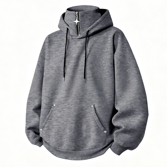 Men's Casual High Collar Loose Fit Hoodie