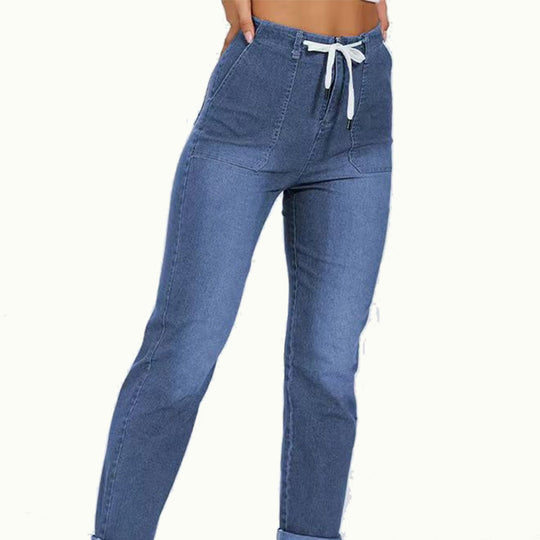 Women's Casual Drawstring Denim Jogger Pants