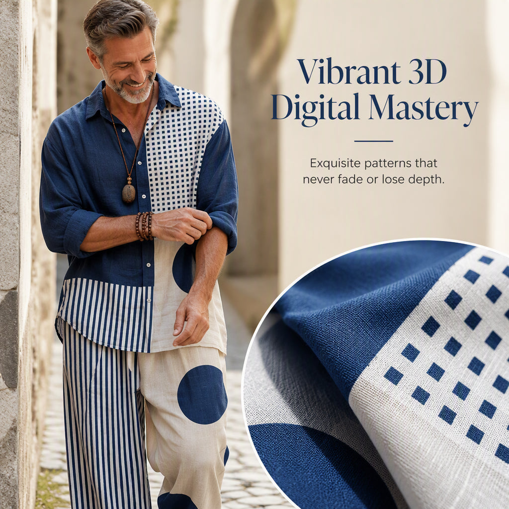 ✨ Easy Summer Style | Men's Retro Print Loose-Fit 2-Piece Set