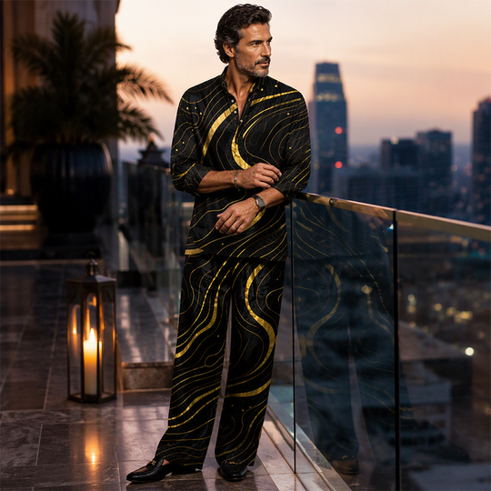 ✨ Easy Summer Style | Men's Retro Print Loose-Fit 2-Piece Set