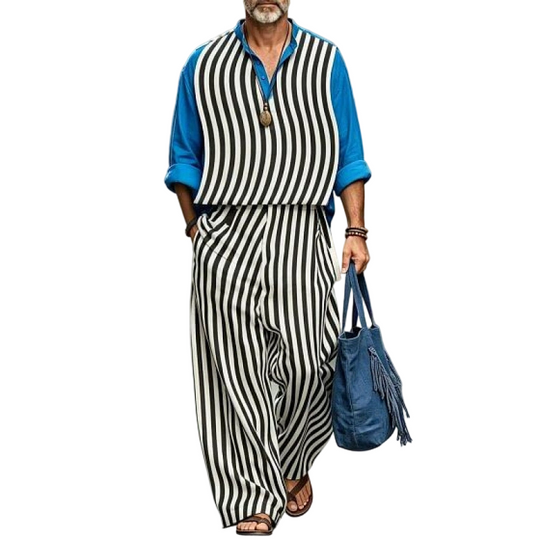 ✨ Easy Summer Style | Men's Retro Print Loose-Fit 2-Piece Set