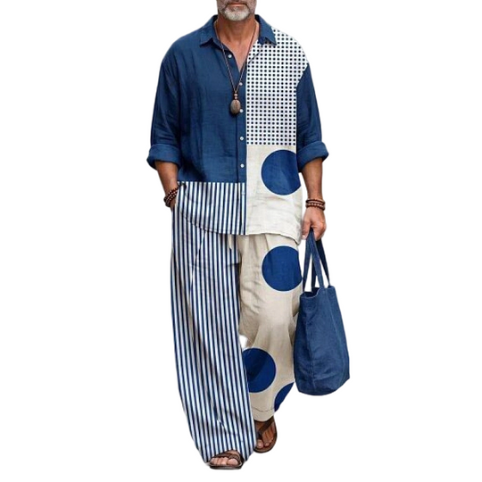 ✨ Easy Summer Style | Men's Retro Print Loose-Fit 2-Piece Set