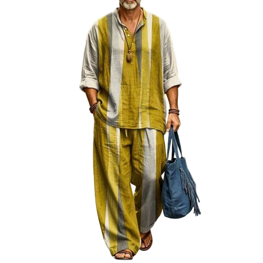 ✨ Easy Summer Style | Men's Retro Print Loose-Fit 2-Piece Set