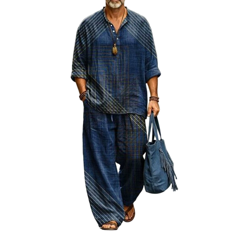 ✨ Easy Summer Style | Men's Retro Print Loose-Fit 2-Piece Set