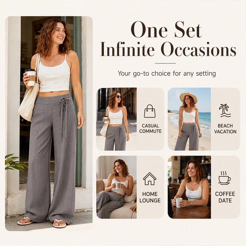 ✨ Easy Everyday Style | Women's Striped Wide-Leg Casual Pants