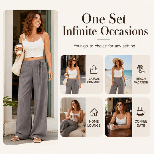 ✨ Easy Everyday Style | Women's Striped Wide-Leg Casual Pants