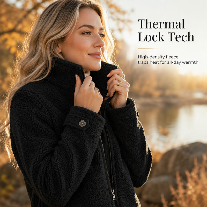 ❄️ Cold-Weather Comfort | Women's Warm Sherpa Fleece Full-Zip Jacket