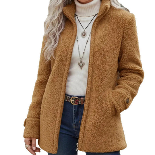❄️ Cold-Weather Comfort | Women's Warm Sherpa Fleece Full-Zip Jacket
