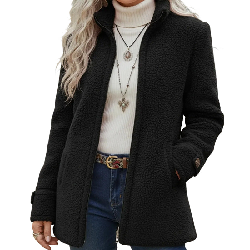 ❄️ Cold-Weather Comfort | Women's Warm Sherpa Fleece Full-Zip Jacket
