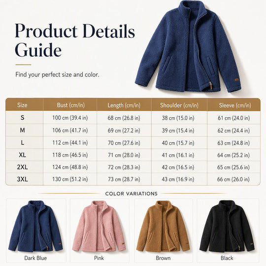 ❄️ Cold-Weather Comfort | Women's Warm Sherpa Fleece Full-Zip Jacket