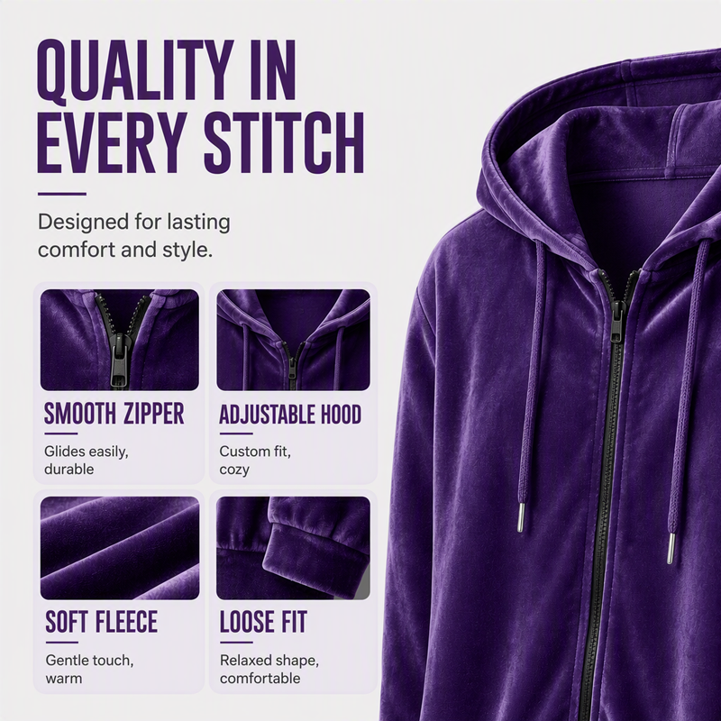 Women's Casual Velvet Hooded Jacket