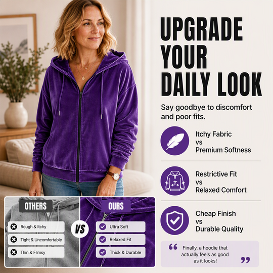 Women's Casual Velvet Hooded Jacket