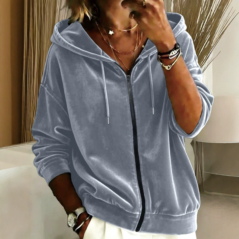 Women's Casual Velvet Hooded Jacket