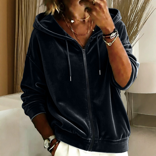 Women's Casual Velvet Hooded Jacket