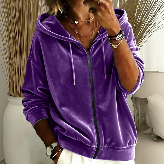 Women's Casual Velvet Hooded Jacket