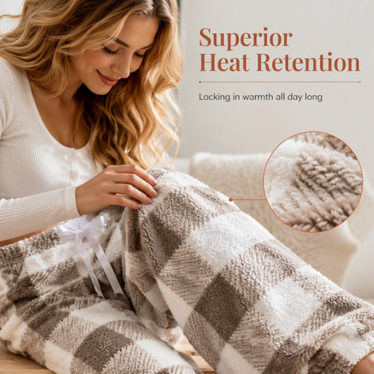 ⌛Limited-Time Offer-Women's Plush Plaid Wide-Leg Pants