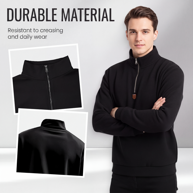 🍂 Easy Everyday Comfort | Men's Warm-Lined Stand-Collar Quarter-Zip Pullover