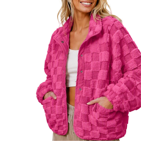 ❄️ Cozy Winter Comfort | Women's Checkerboard Plush Jacket ⚡ Free Shipping