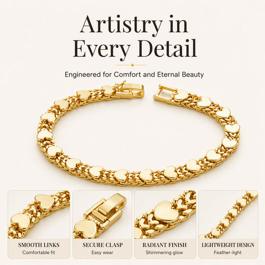 💖 LIMITED‑TIME 30% OFF! ✨ Women’s Elegant Heart Link Bracelet – Dainty Romantic Design, Adjustable Chain ✨