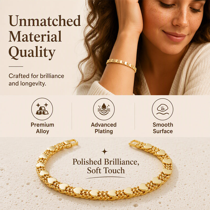 💖 LIMITED‑TIME 30% OFF! ✨ Women’s Elegant Heart Link Bracelet – Dainty Romantic Design, Adjustable Chain ✨