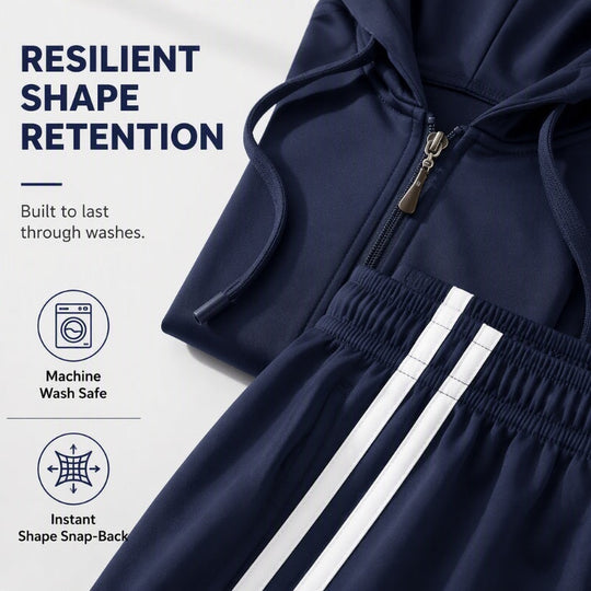 Women's Striped Zip-Up Hoodie & Pants Set