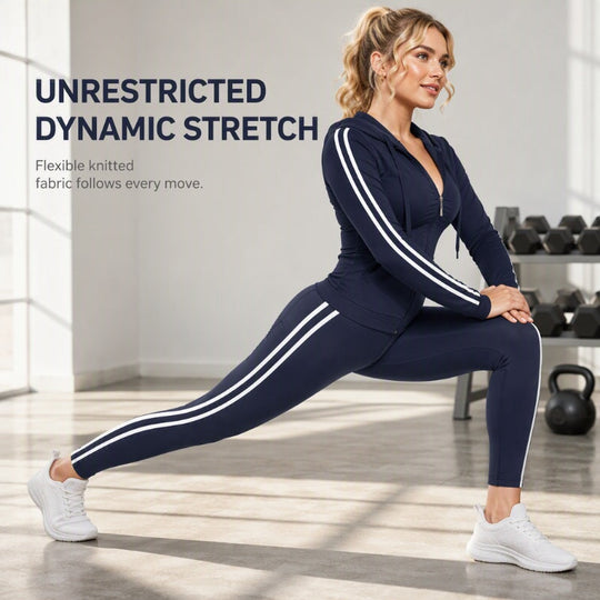 Women's Striped Zip-Up Hoodie & Pants Set