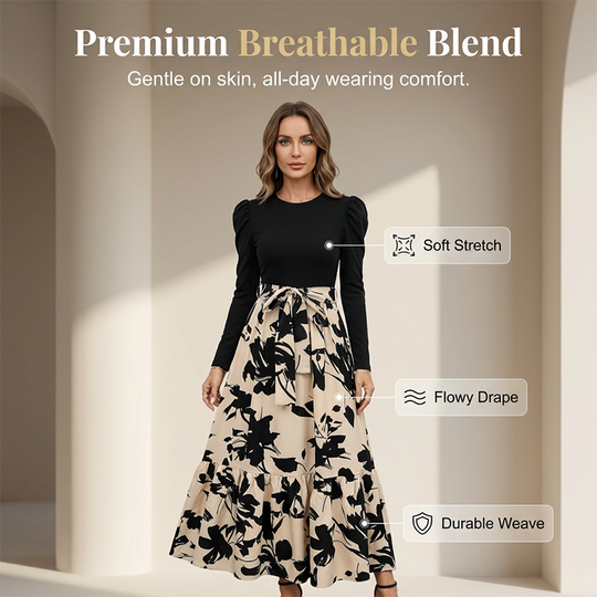 🌸 Flattering Elegance | Women's Floral Tie-Waist A-Line Maxi Dress