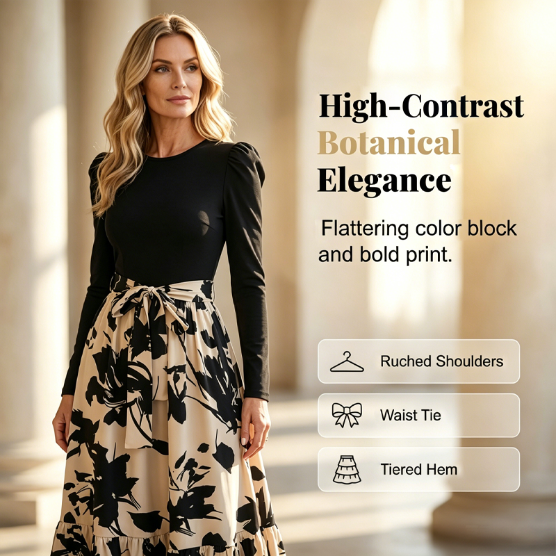 🌸 Flattering Elegance | Women's Floral Tie-Waist A-Line Maxi Dress