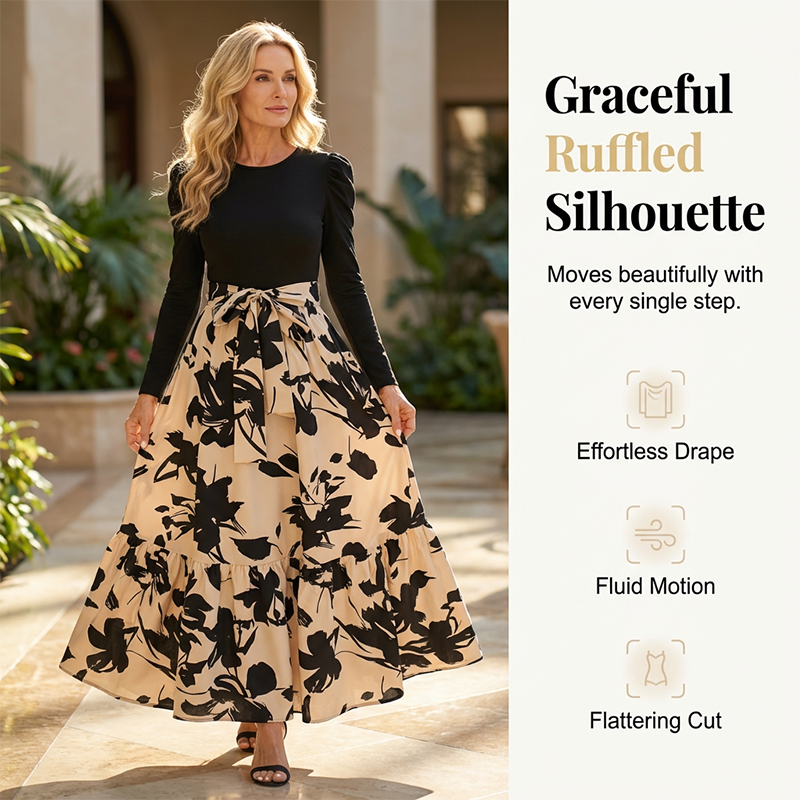 🌸 Flattering Elegance | Women's Floral Tie-Waist A-Line Maxi Dress