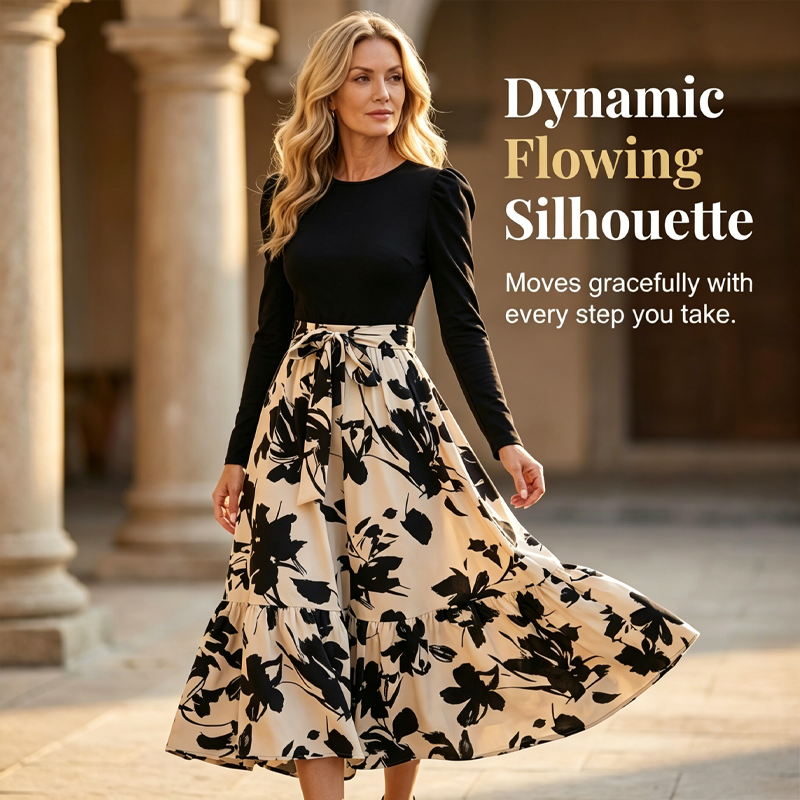 🌸 Flattering Elegance | Women's Floral Tie-Waist A-Line Maxi Dress