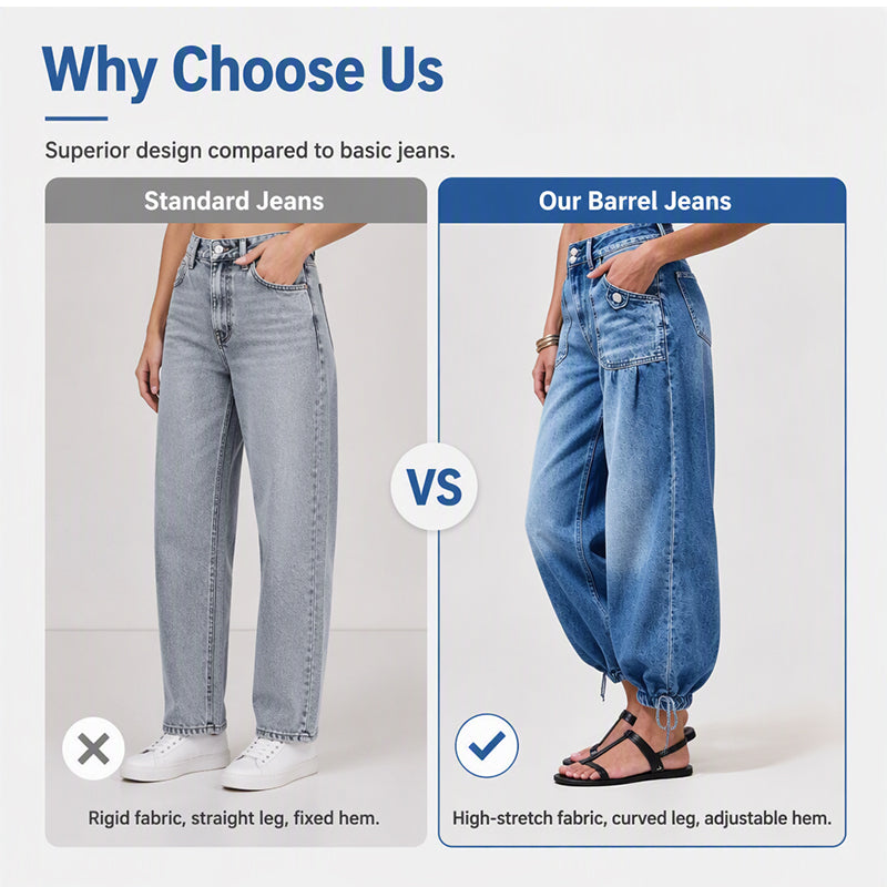 ✨Women's High Waisted Stretchy Barrel Jeans