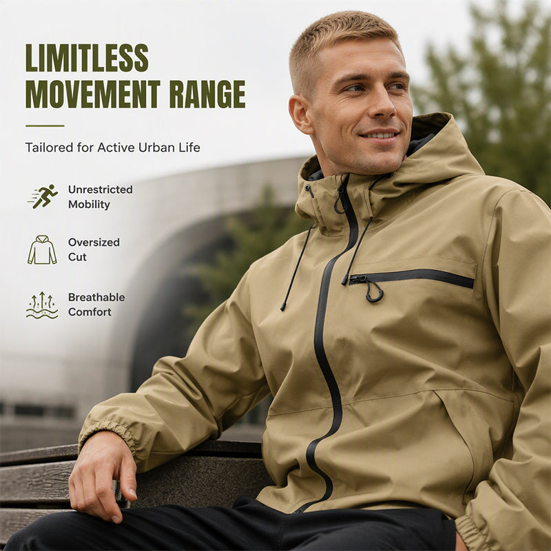🍂 Men's Outdoor Waterproof Hooded Jacket – Windproof Protection & Everyday Comfort