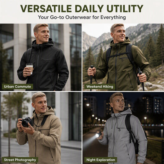 🍂 Men's Outdoor Waterproof Hooded Jacket – Windproof Protection & Everyday Comfort