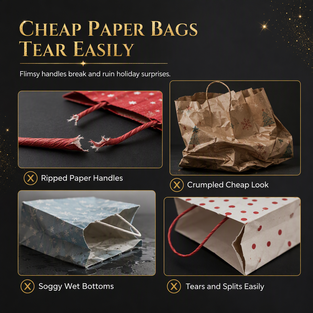 📢📢50% OFF !! ⏰Black Christmas Non Woven Gift Tote Bag Holiday Present Packaging Bag 23x22x11cm