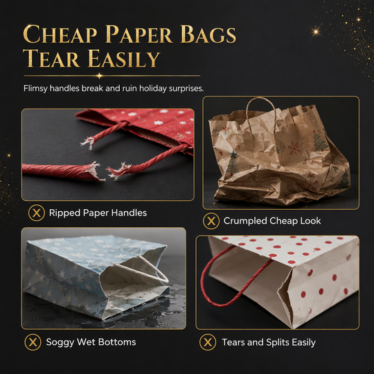 📢📢50% OFF !! ⏰Black Christmas Non Woven Gift Tote Bag Holiday Present Packaging Bag 23x22x11cm