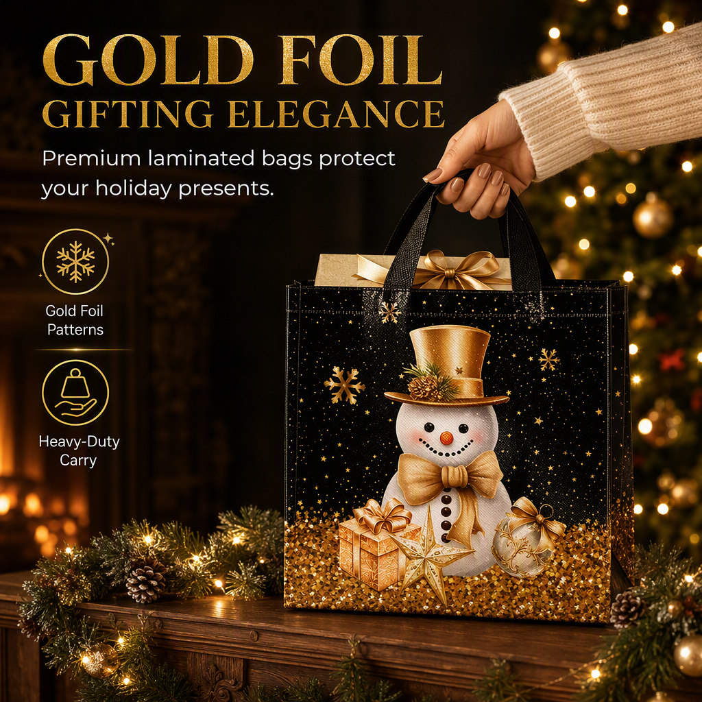 📢📢50% OFF !! ⏰Black Christmas Non Woven Gift Tote Bag Holiday Present Packaging Bag 23x22x11cm