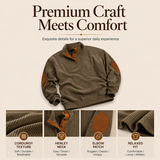 ⏳ Limited Time 50% Off! 💥Men's Corduroy Stand Collar Sweatshirt