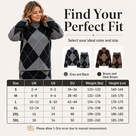 🍂 New Fall Favorite | Women's Argyle Knit Sweater & Skirt 2-Piece Set