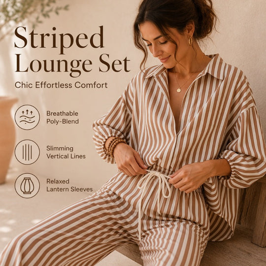 Women's Casual Striped Two-Piece Set