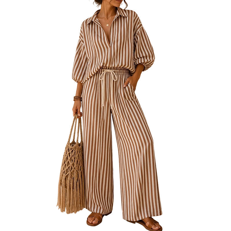 Women's Casual Striped Two-Piece Set