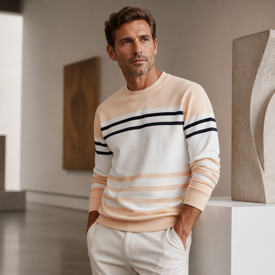 Men's Striped Colorblock Long Sleeve Sweatshirt