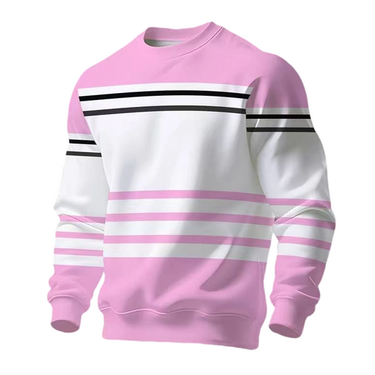 Men's Striped Colorblock Long Sleeve Sweatshirt
